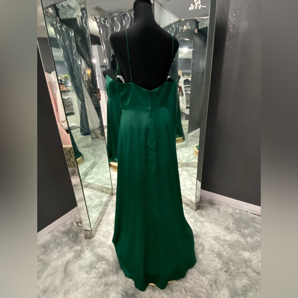 Hunter Green Satin Bridesmaid Gown